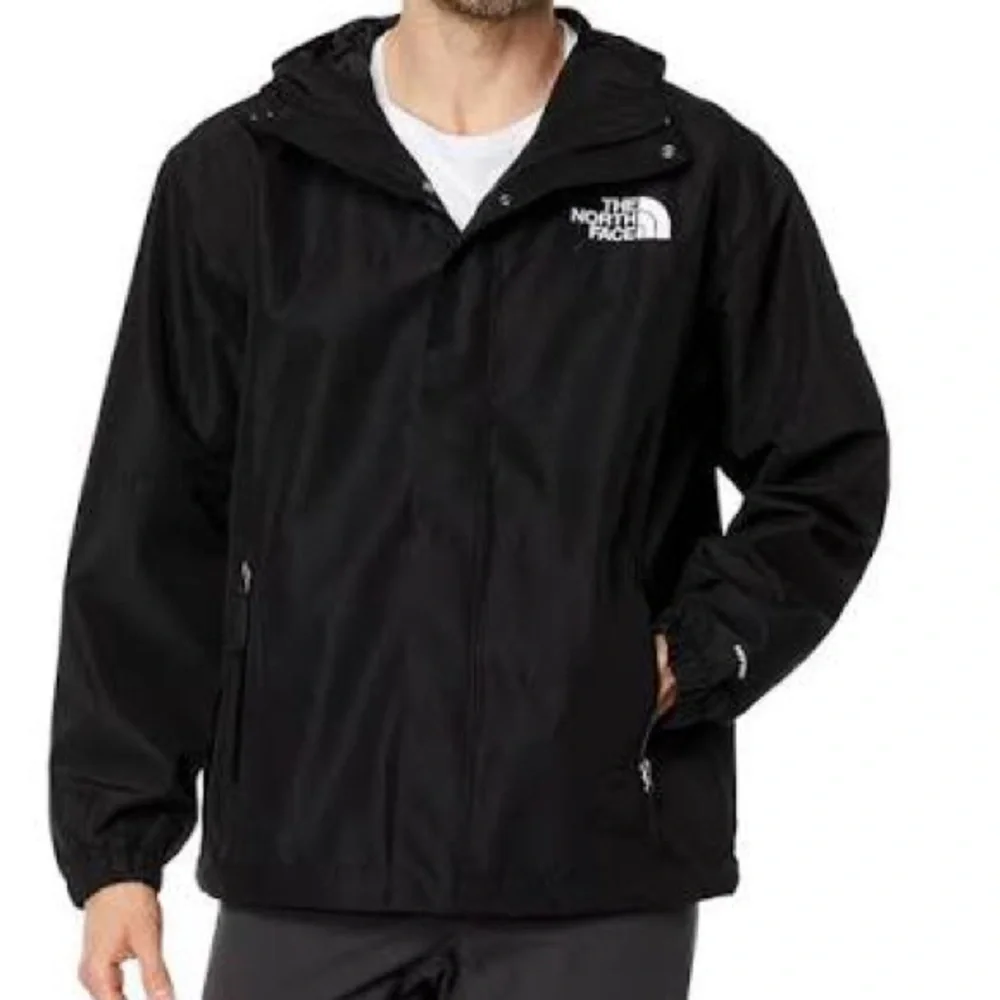 The North Face L Stinson windbreaker lightweight rain jacket black hooded EUC